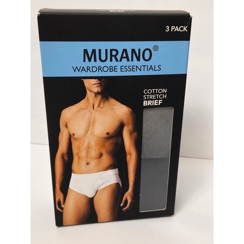 Murano 3 pack Cotton Stretch Brief Gray Size Large 36-38 Tagless Underwear